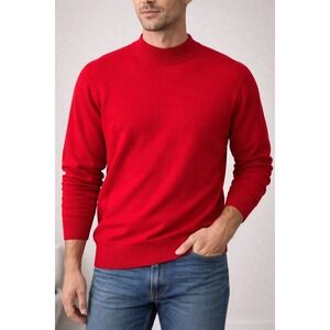 Gionfriddo Mens Red Merino Wool Blend‎ Mock Neck Sweater Made in Italy Size XL